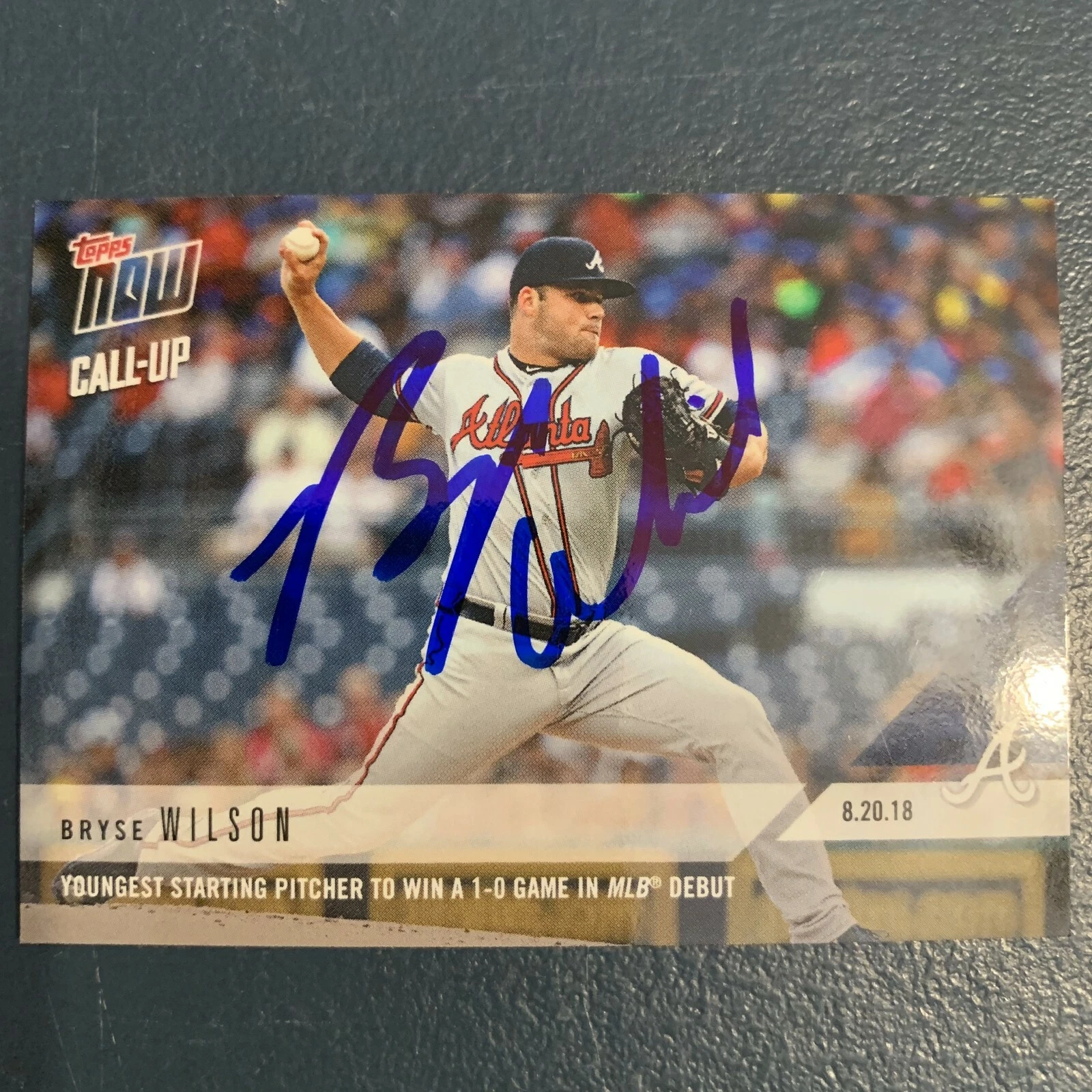 BRYSE WILSON  ATLANTA BRAVES   2018 TOPPS NOW  SIGNED CARD
