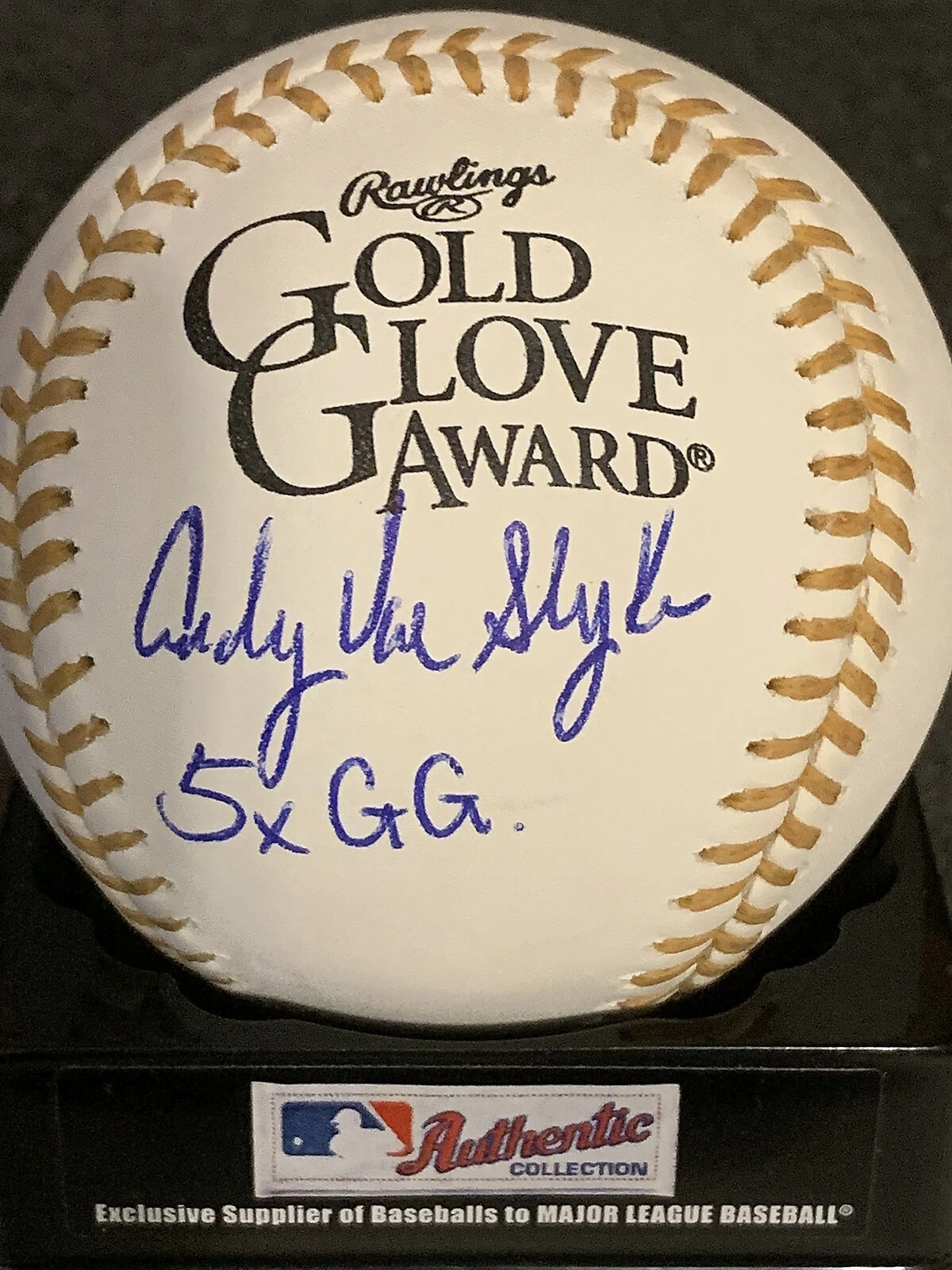ANDY VAN SLYKE PITTSBURGH PIRATES  5 X GOLD GLOVE SIGNED OML GOLD GLOVE BASEBALL