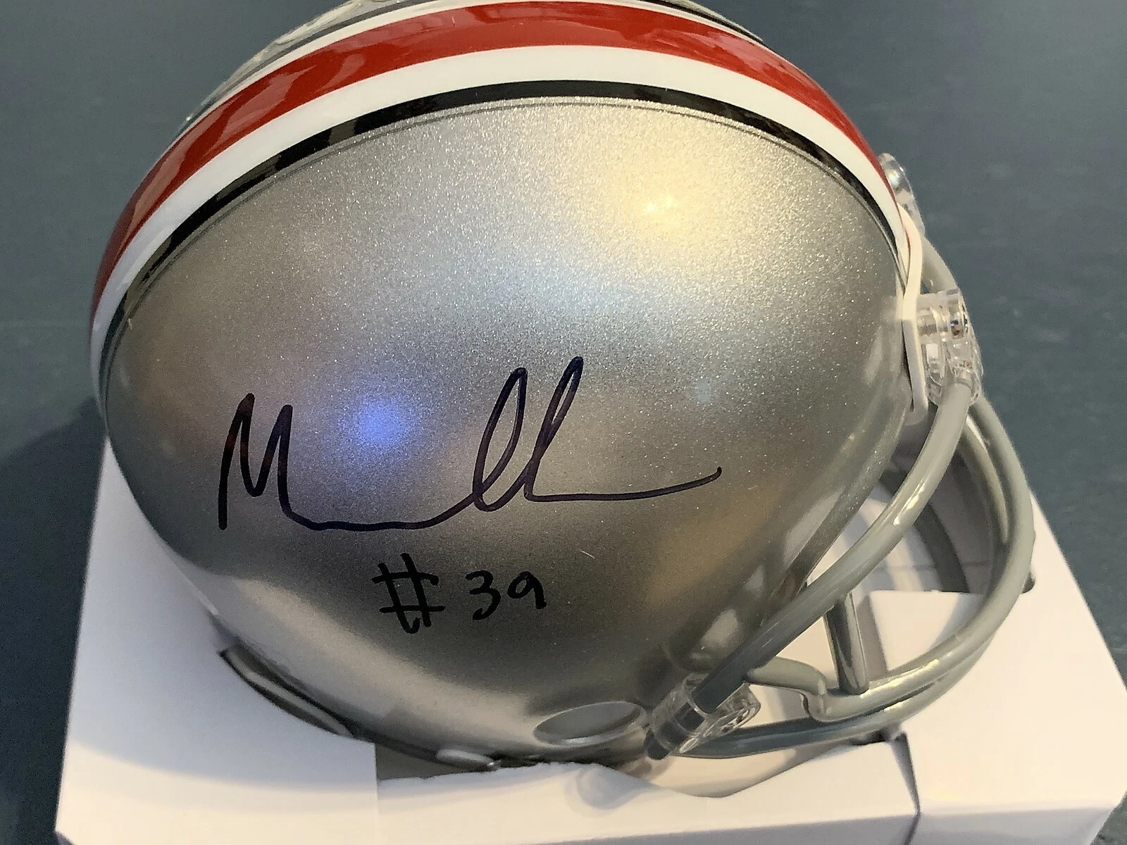 MALIK HARRISON  OHIO STATE BUCKEYES   SIGNED MINI HELMET