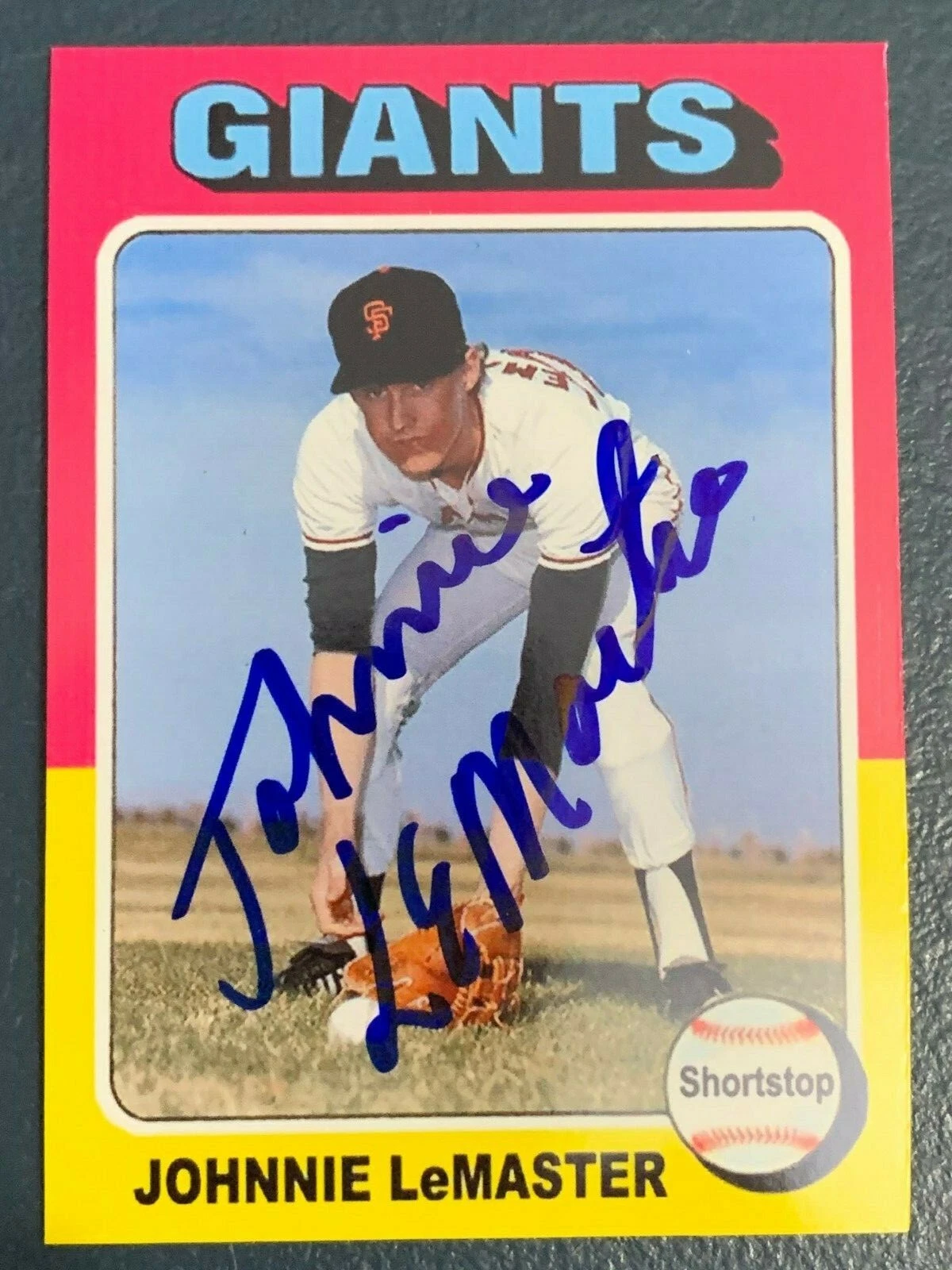 JOHNNIE LEMASTER  SAN FRANCISCO GIANTS  SIGNED 1975 TOPPS CUSTOM CARD