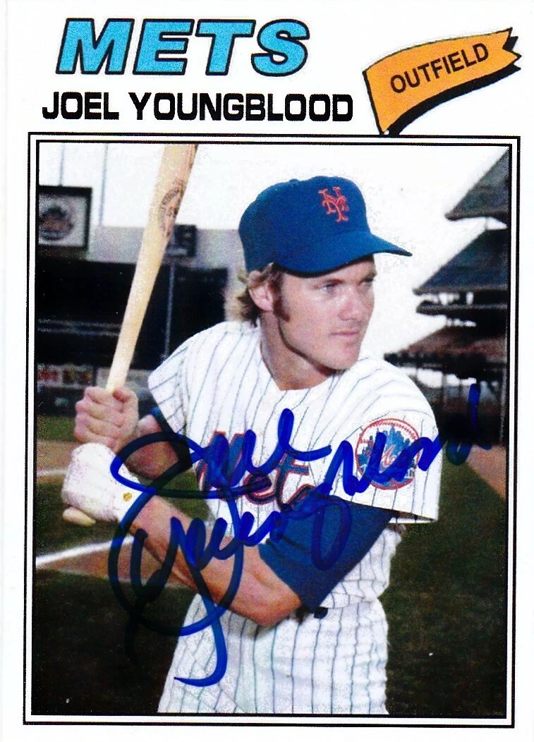 JOEL YOUNGBLOOD  NEW YORK METS  SIGNED 1977 STYLE CUSTOM CARD
