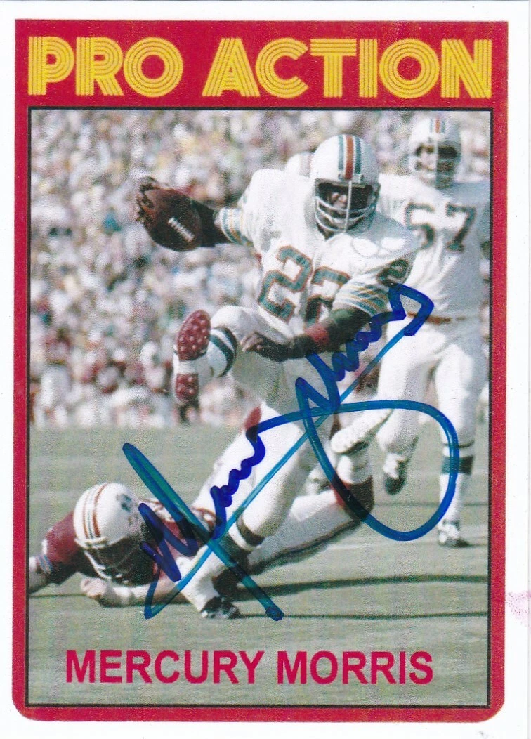 MERCURY MORRIS  MIAMI DOLPHINS  SIGNED 1972 STYLE CUSTOM CARD