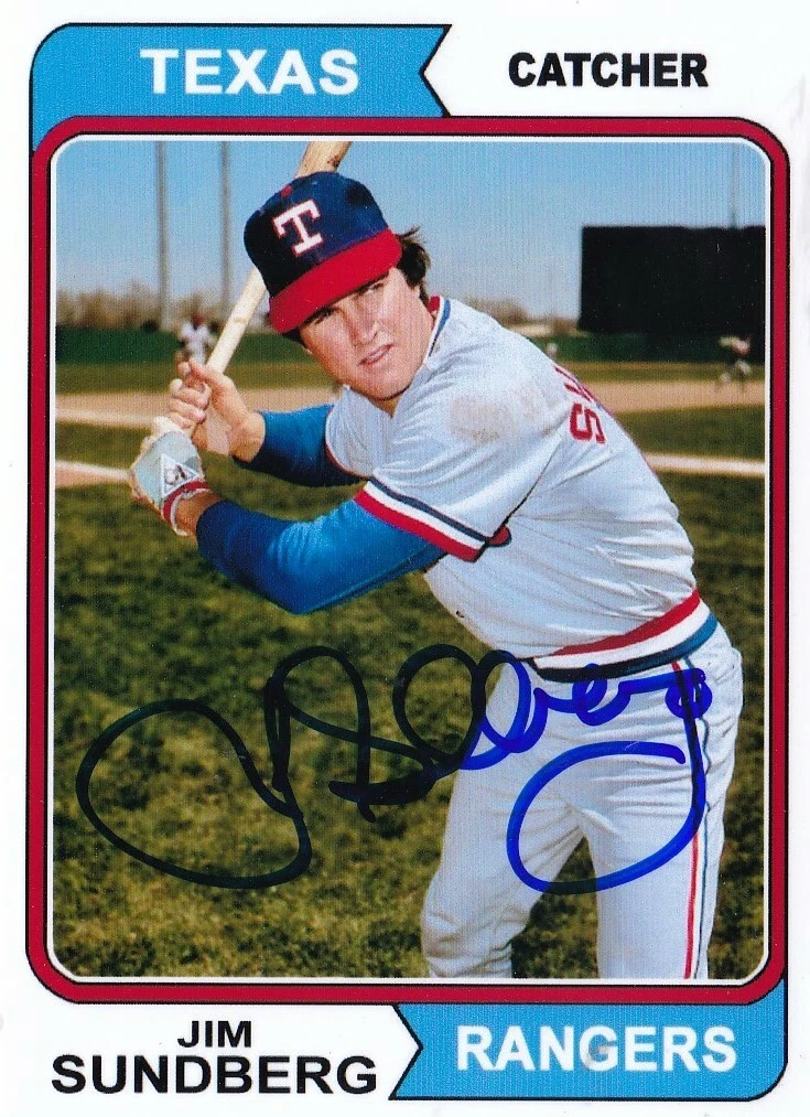 JIM SUNDBERG  TEXAS RANGERS  SIGNED 1974  STYLE CUSTOM CARD