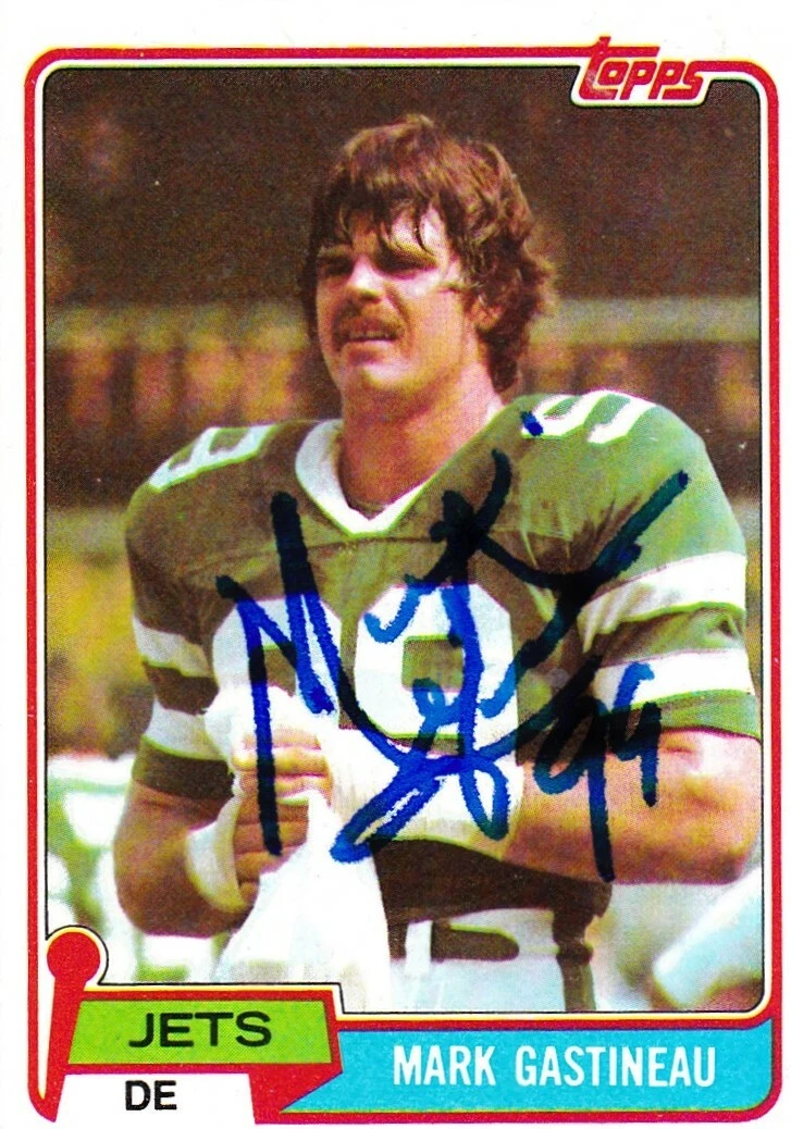 MARK GASTINEAU  NEW YORK JETS  SIGNED 1981 TOPPS ROOKIE CARD