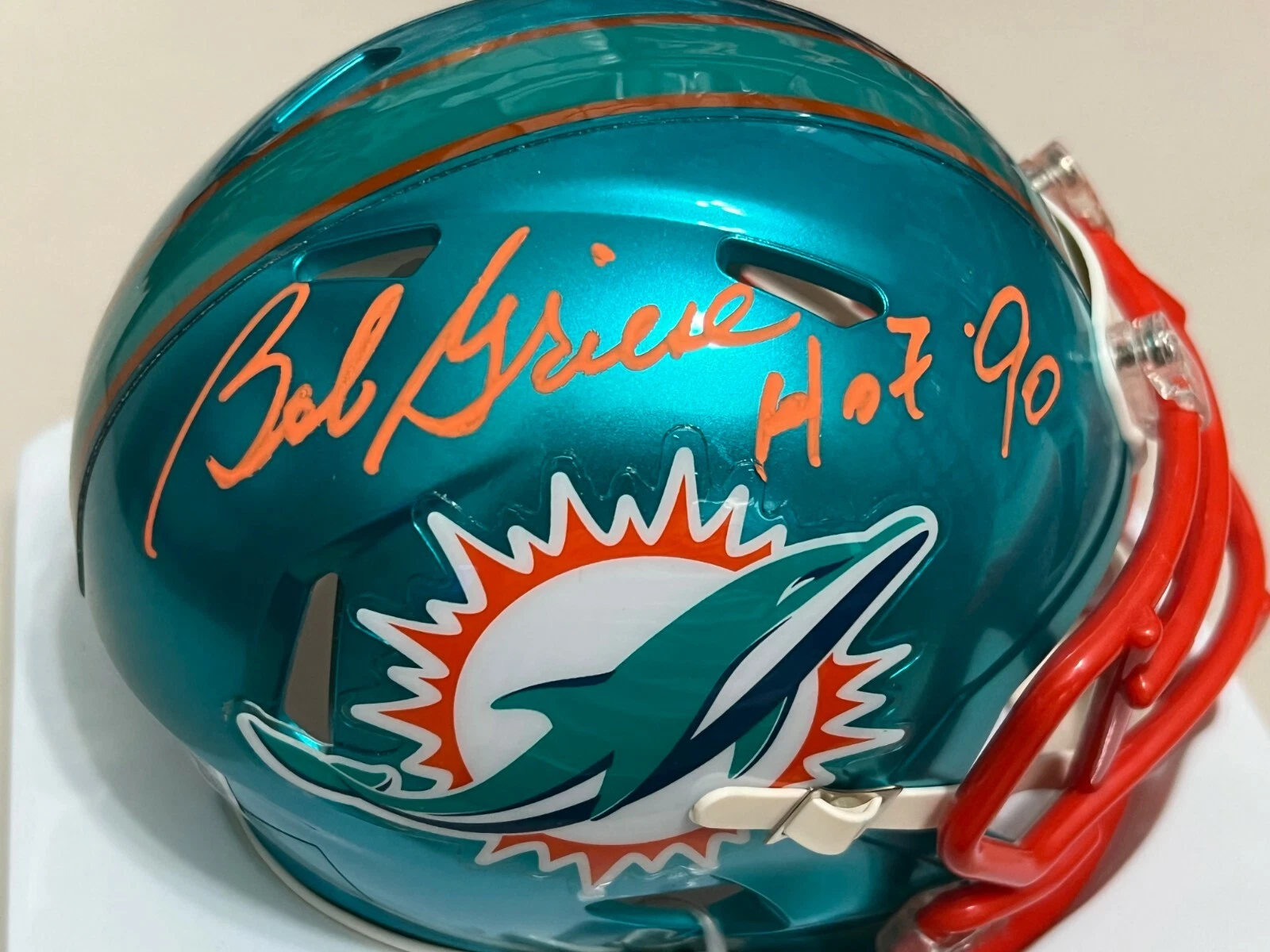 BOB GRIESE MIAMI DOLPHINS HOF 90   BECKETT AUTHENTIC  FLASH SIGNED MINI HELMET
