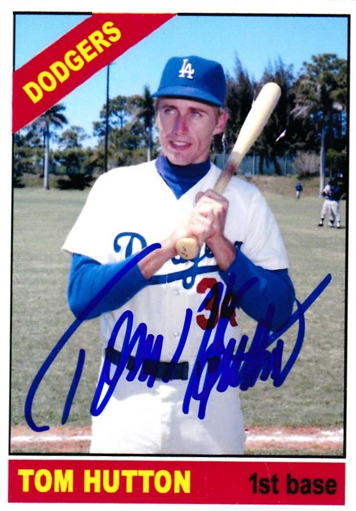 TOMMY HUTTON  LOS ANGELES DODGERS  SIGNED 1966 STYLE CUSTOM CARD