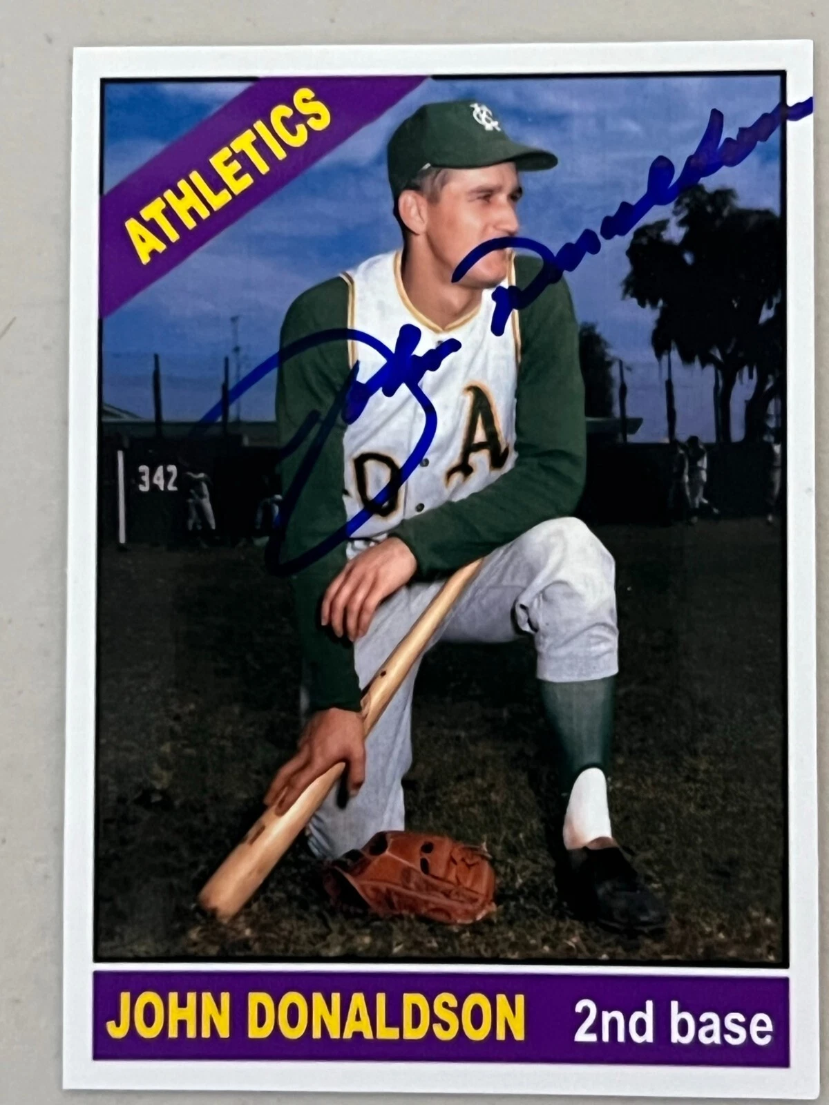 JOHN DONALDSON  KANSAS CITY A'S  1966 STYLE  SIGNED CUSTOM CARD