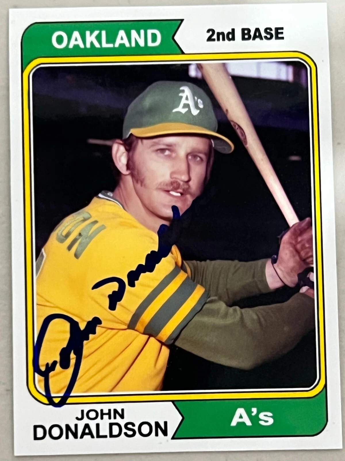 JOHN DONALDSON  OAKLAND A'S  1974 STYLE  SIGNED CUSTOM CARD