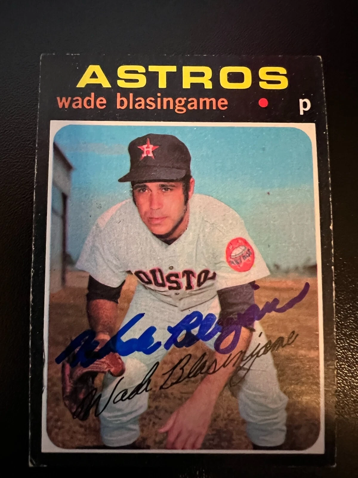 WADE BLASINGAME  HOUSTON ASTROS  SIGNED 1971 TOPPS BASEBALL CARD