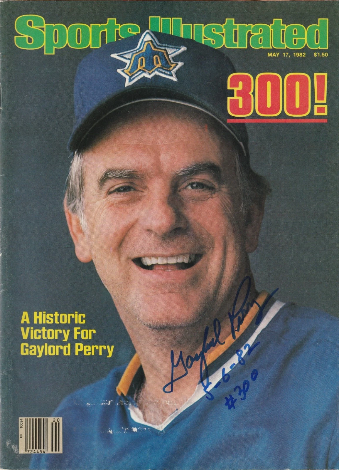 GAYLORD PERRY   SEATTLE MARINERS  WIN #300  5-6-82  SIGNED SPORTS ILLUSTRATED