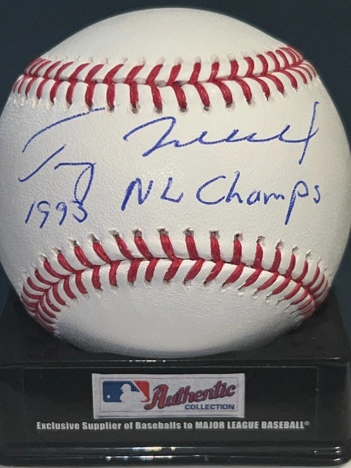 TERRY MULHOLLAND  PHILADELPHIA PHILLIES  1993 NL CHAMPS  SIGNED OML BASEBALL