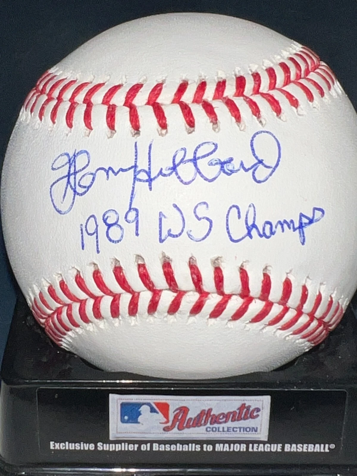 GLENN HUBBARD  OAKLAND A'S  1989 WS CHAMPS  SIGNED OML BASEBALL