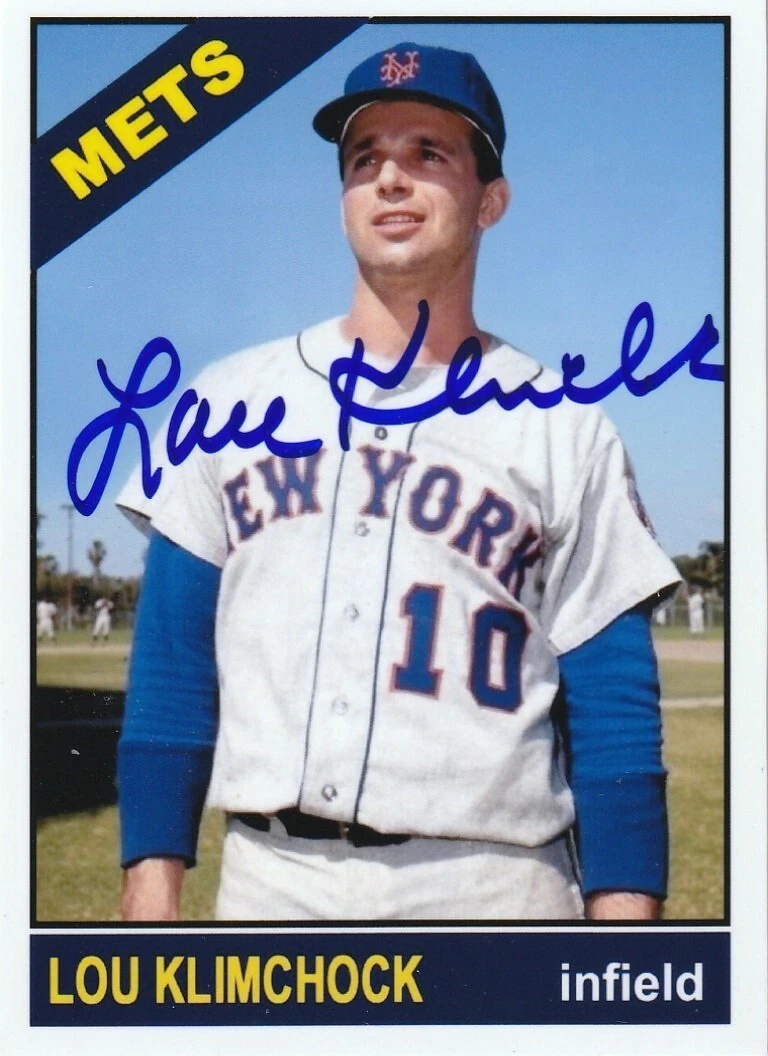 LOU KLIMCHOCK  NEW YORK METS  SIGNED 1966 STYLE CUSTOM CARD