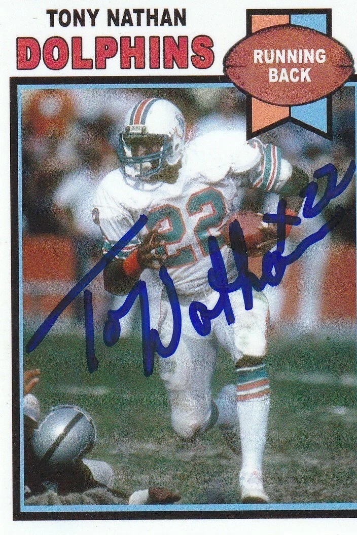 TONY NATHAN  MIAMI DOLPHINS  SIGNED 1979 STYLE CUSTOM CARD