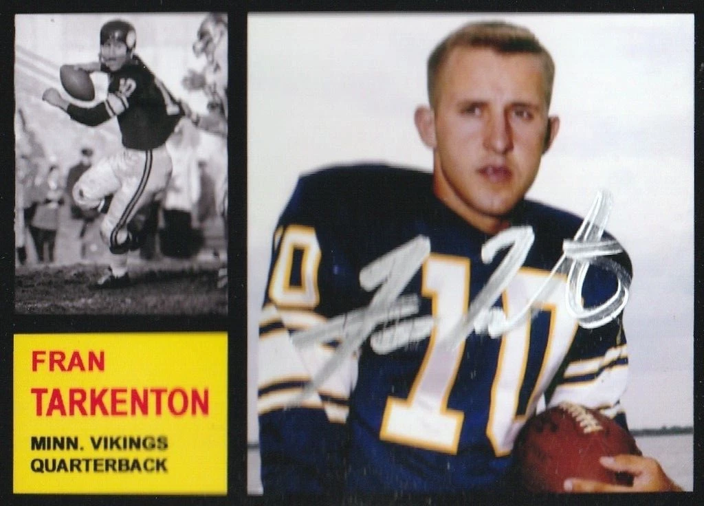 FRAN TARKENTON MINNESOTA VIKINGS  SIGNED 1962 STYLE CUSTOM CARD