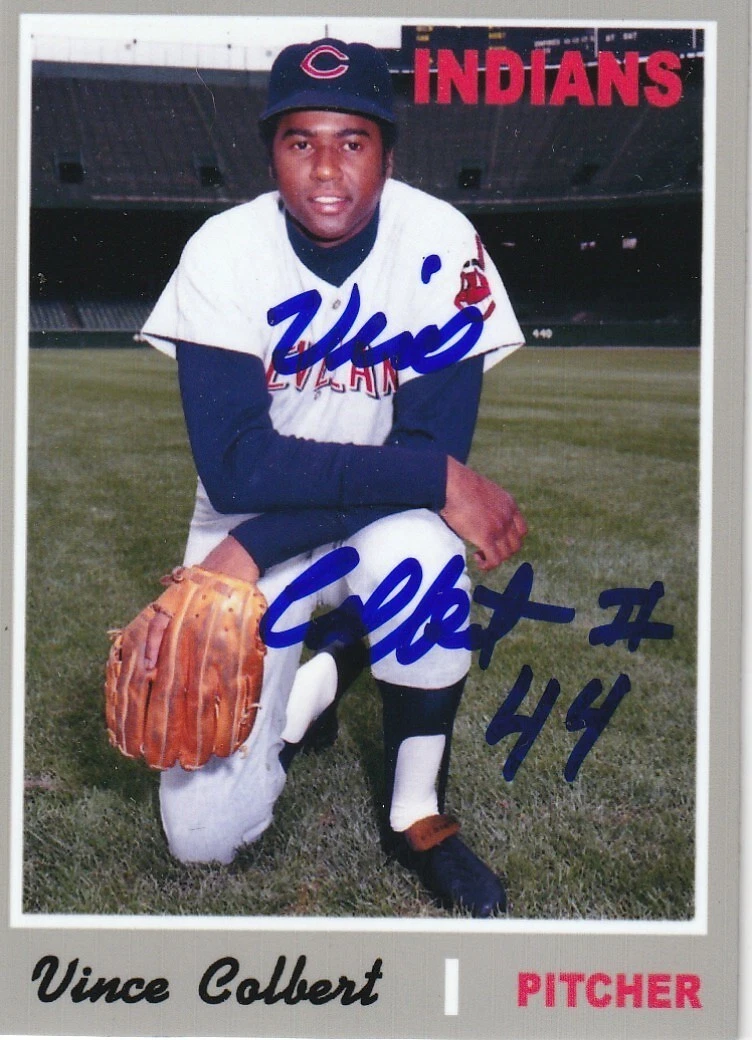 VINCE COLBERT  CLEVELAND INDIANS  SIGNED 1970 STYLE CUSTOM CARD