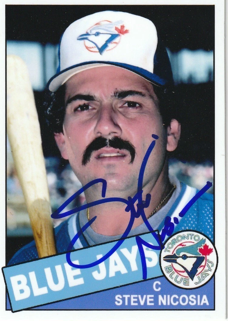STEVE NICOSIA  TORONTO BLUE JAYS  SIGNED 1985 STYLE CUSTOM CARD