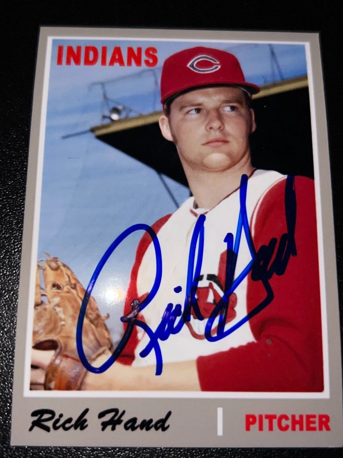 RICH HAND  CLEVELAND INDIANS  SIGNED 1970  STYLE CUSTOM CARD