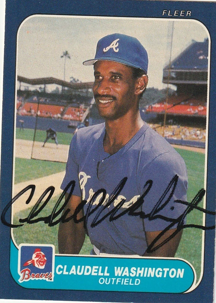 CLAUDELL WASHINGTON  ATLANTA BRAVES  SIGNED 1986 FLEER #531