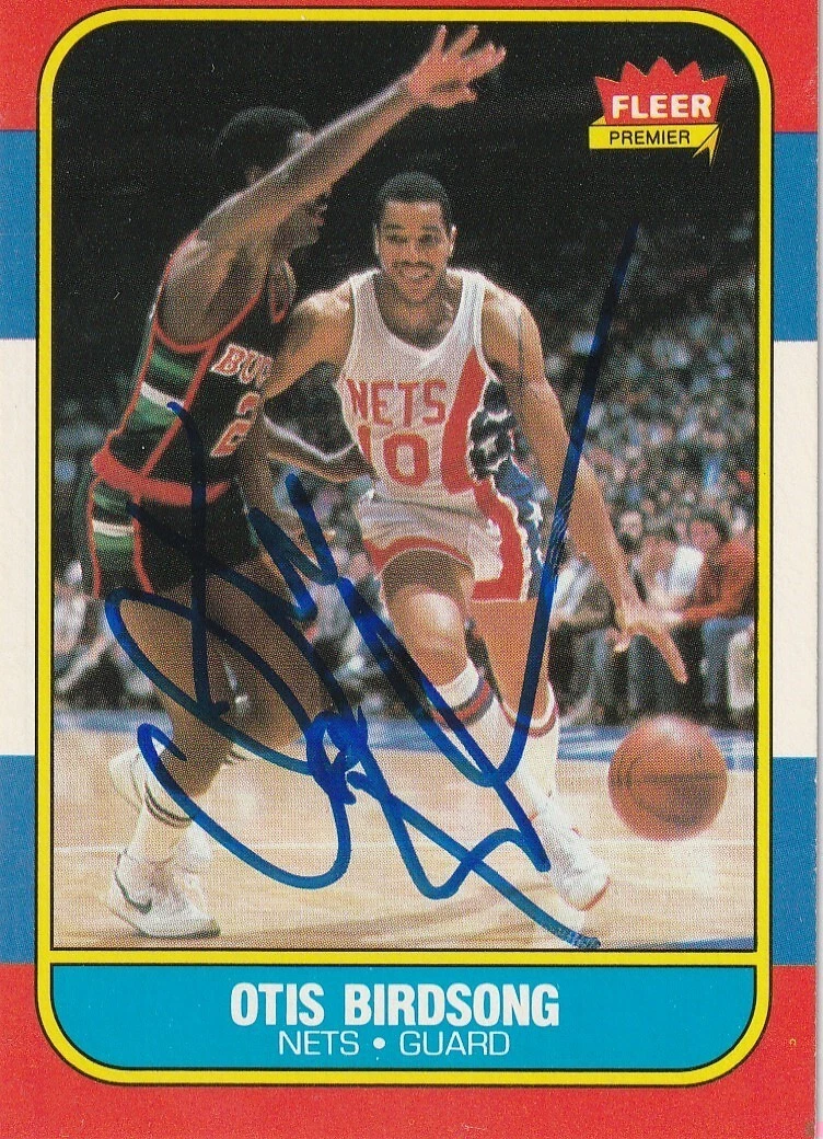 OTIS BIRDSONG  NEW JERSEY NETS  SIGNED 1986 FLEER CARD