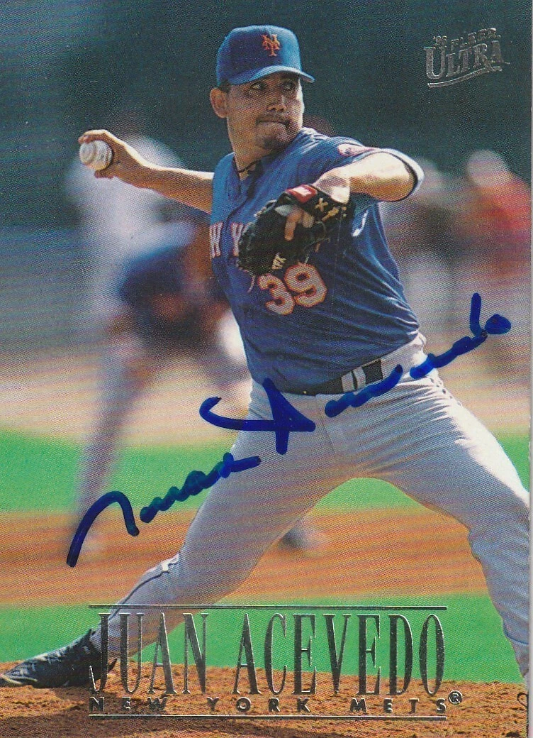 JUAN ACEVEDO  NEW YORK METS  SIGNED 1996 FLEER ULTRA #510