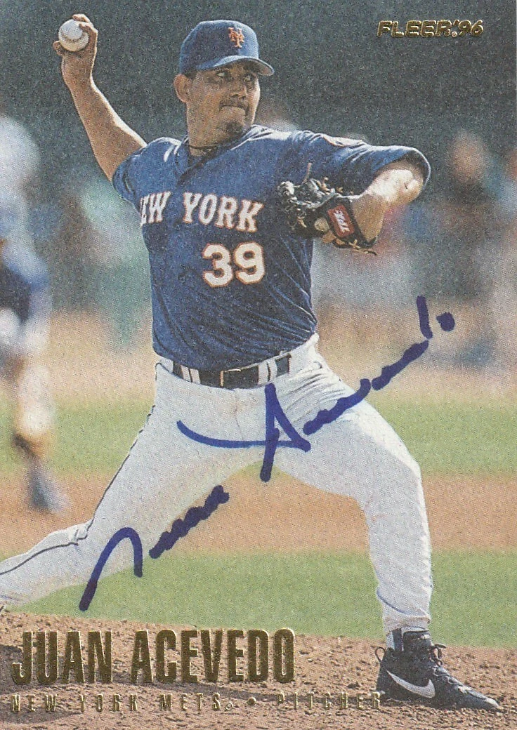 JUAN ACEVEDO  NEW YORK METS  SIGNED 1996 FLEER  #U154