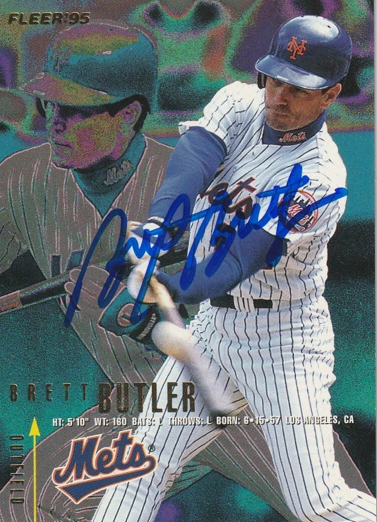 BRETT BUTLER  NEW YORK METS  SIGNED 1995 FLEER UPDATE #U-110