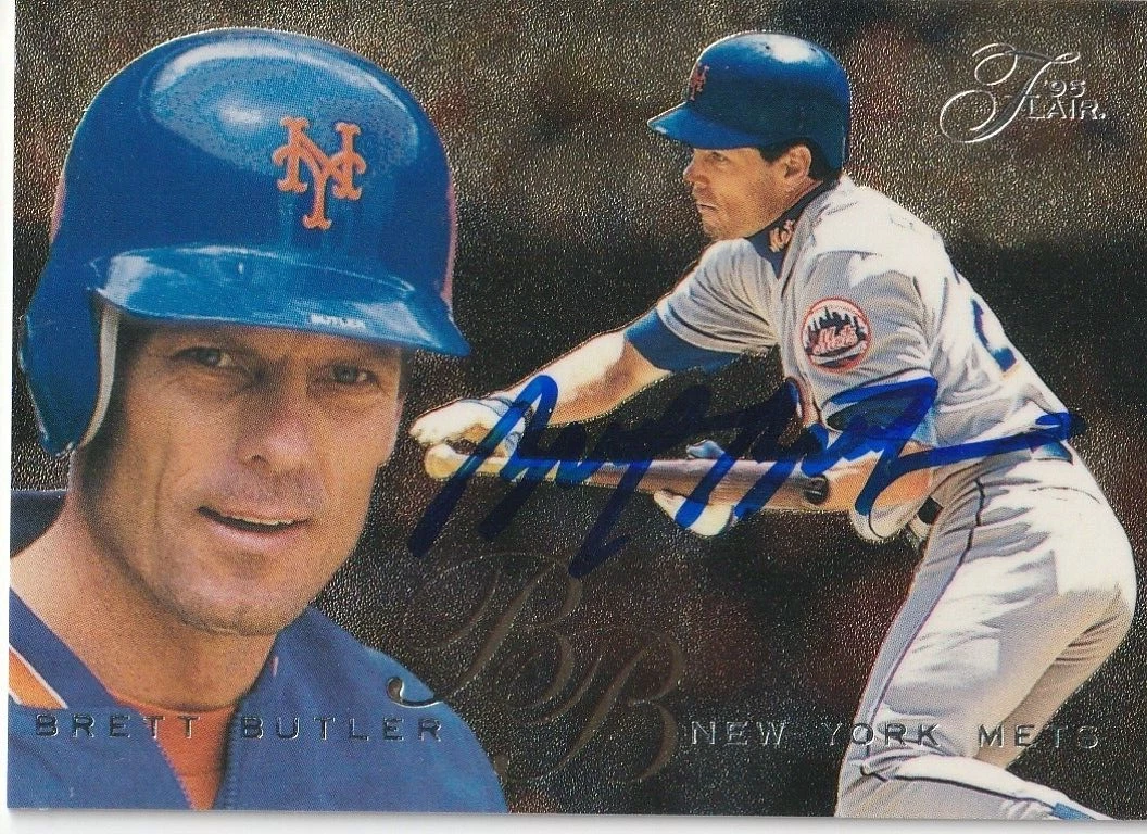 BRETT BUTLER  NEW YORK METS  SIGNED 1995 FLAIR #381