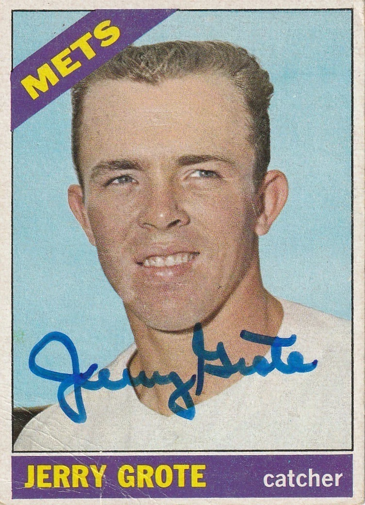 JERRY GROTE  NEW YORK METS SIGNED 1966 TOPPS CARD #328