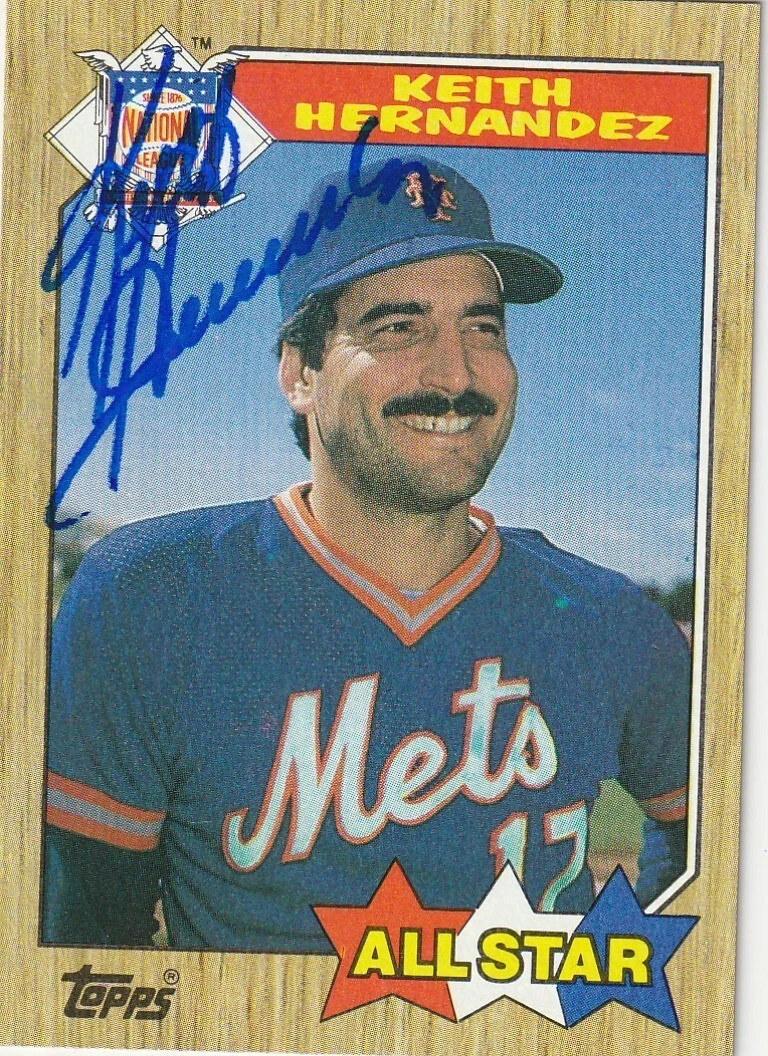 KEITH HERNANDEZ  NEW YORK METS  SIGNED 1987 TOPPS CARD #595
