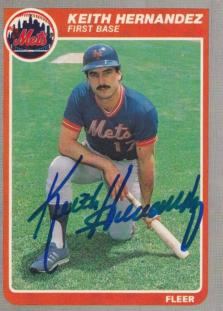 KEITH HERNANDEZ  NEW YORK METS  SIGNED 1985 FLEER CARD #85