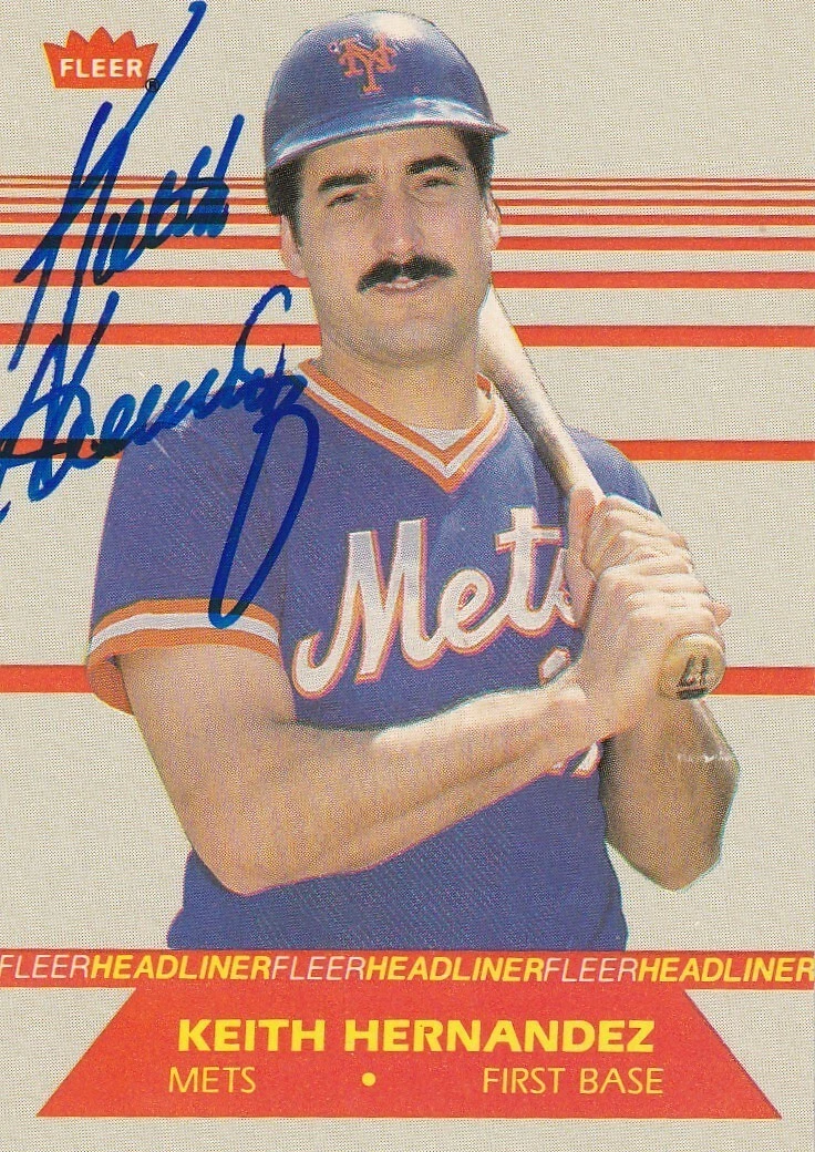 KEITH HERNANDEZ  NEW YORK METS  SIGNED 1987 FLEER HEADLINER CARD #5