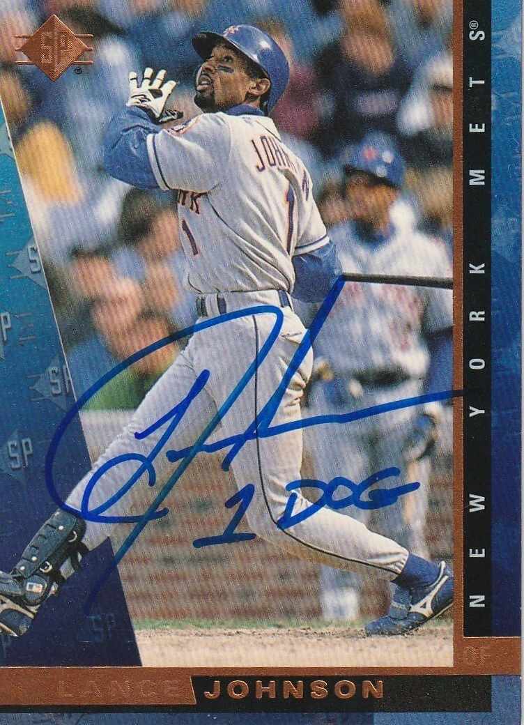 LANCE JOHNSON NEW YORK METS SIGNED 1997 UPPER DECK SP CARD #118