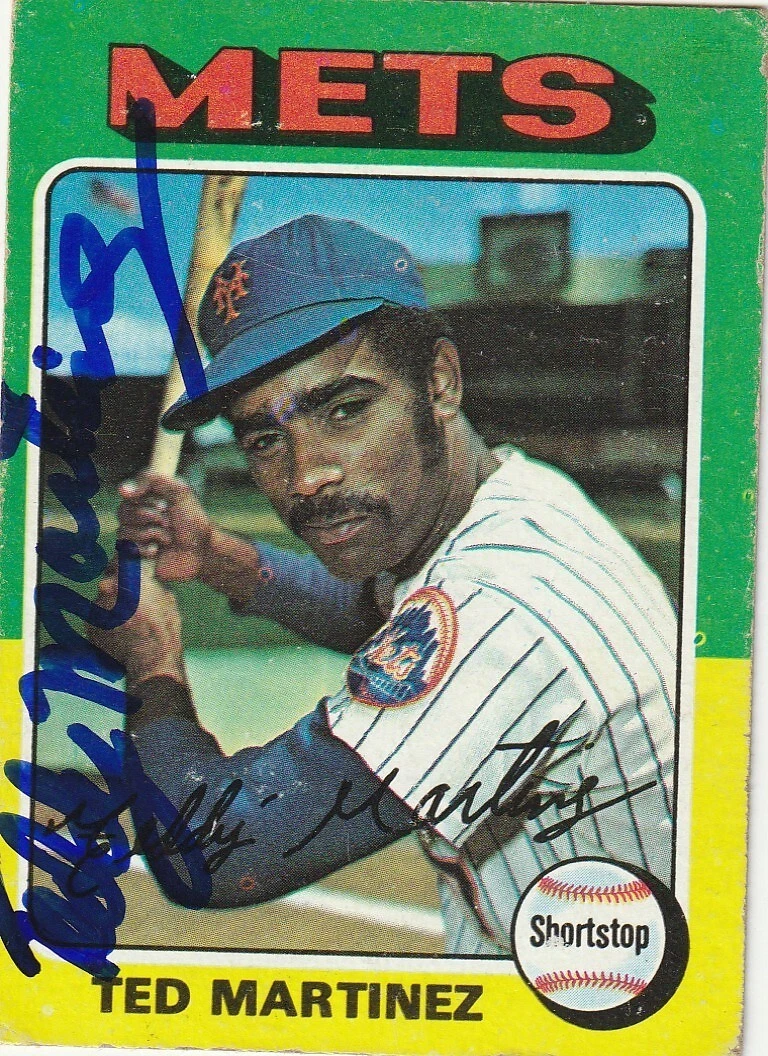 TED MARTINEZ  NEW YORK METS SIGNED 1975 TOPPS CARD #637