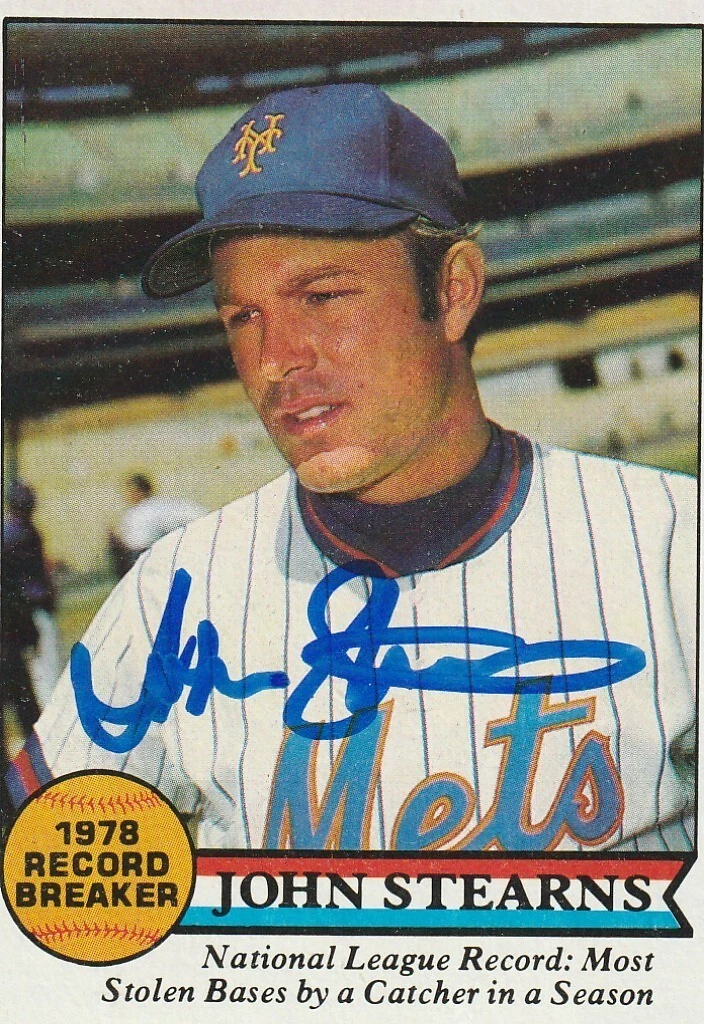 JOHN STEARNS  NEW YORK METS  SIGNED 1979 TOPPS CARD #205