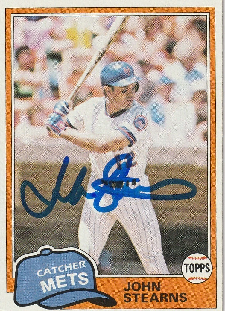JOHN STEARNS  NEW YORK METS  SIGNED 1981 TOPPS CARD #428