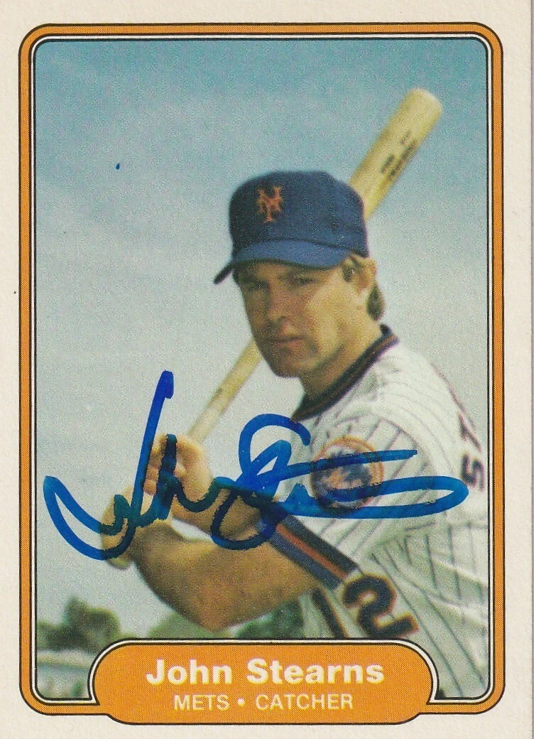 JOHN STEARNS  NEW YORK METS  SIGNED 1982 FLEER CARD #537