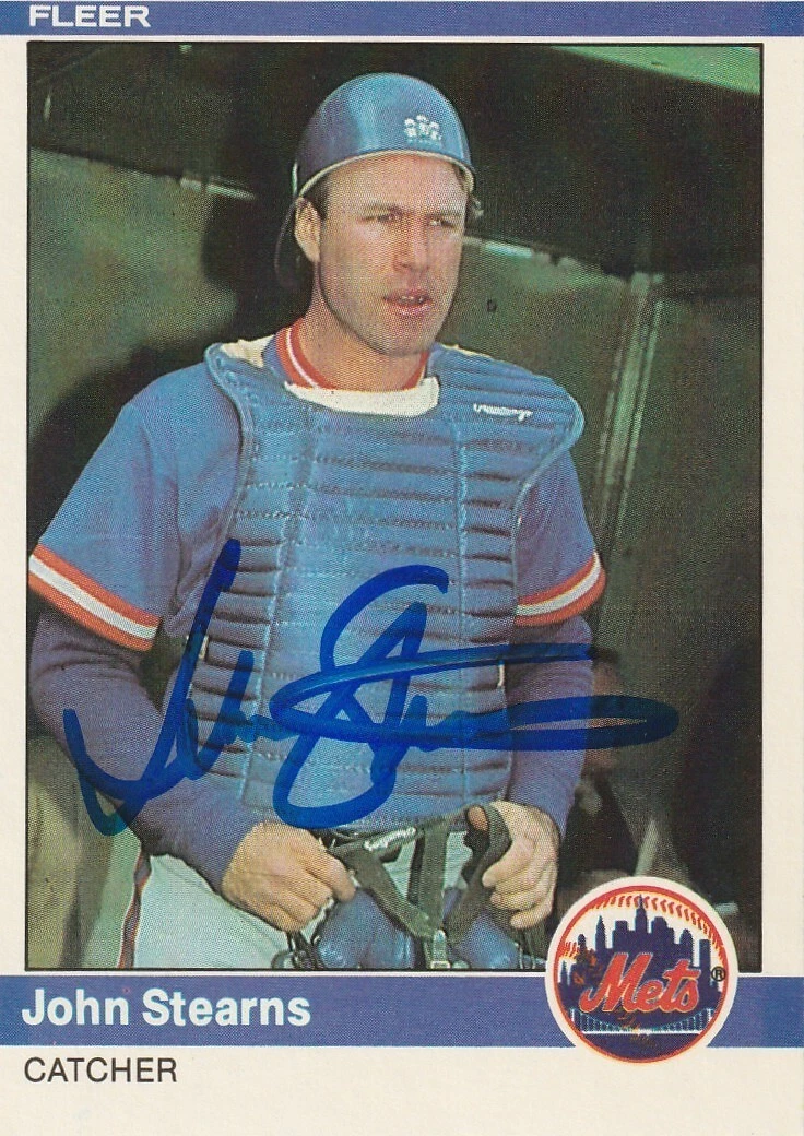 JOHN STEARNS  NEW YORK METS  SIGNED 1984 FLEER CARD #598