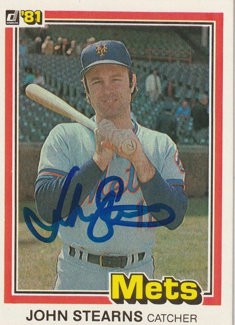 JOHN STEARNS  NEW YORK METS  SIGNED 1981 DONRUSS CARD #35
