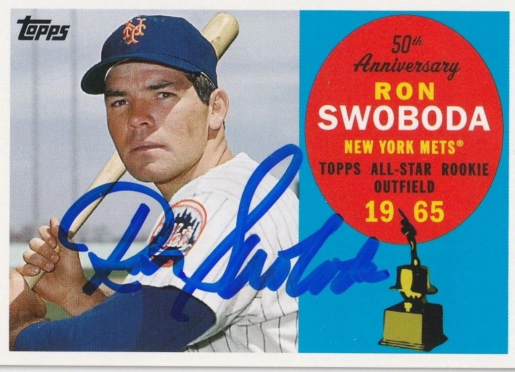 RON SWOBODA NEW YORK METS  SIGNED 2008 TOPPS 50TH ANNIVERSARY CARD #AR38