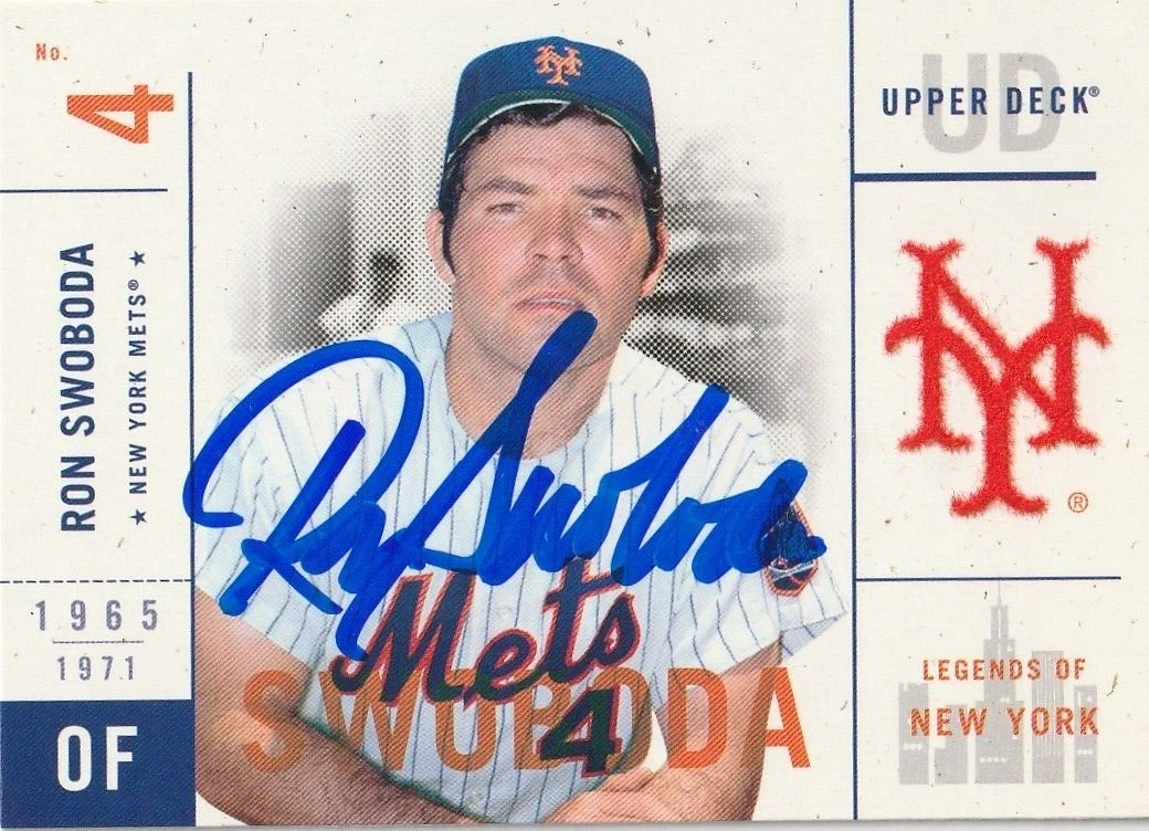 RON SWOBODA NEW YORK METS  SIGNED 2001 UPPER DECK LEGENDS OF NY CARD #76