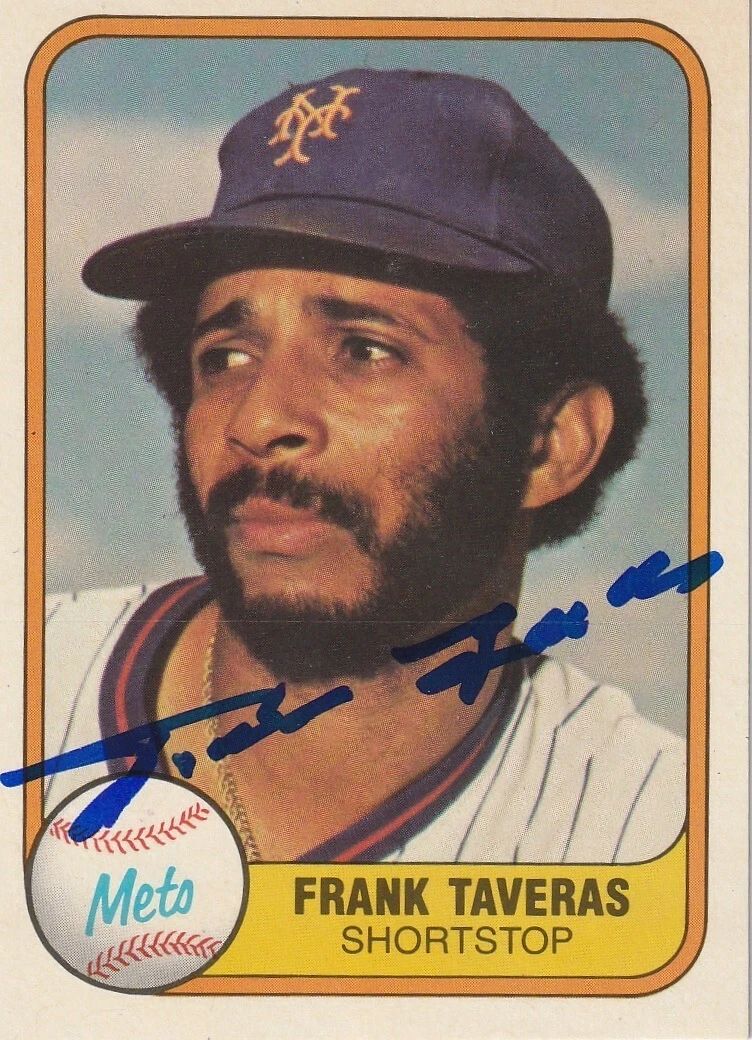 FRANK TAVERAS  NEW YORK METS  SIGNED 1981 FLEER CARD #320