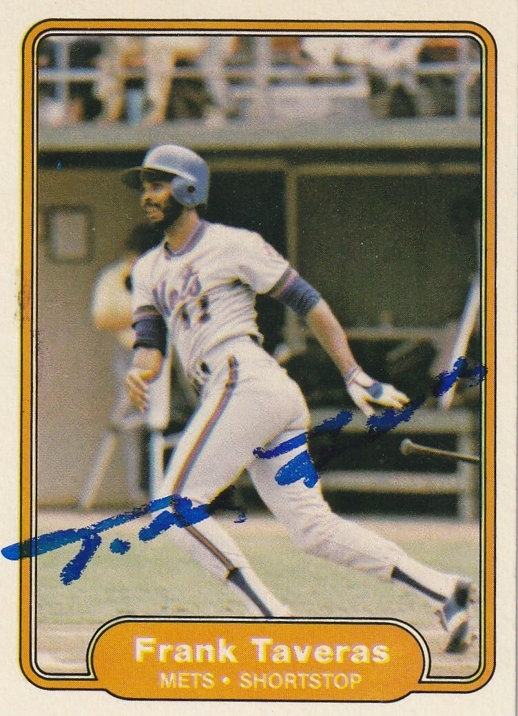 FRANK TAVERAS  NEW YORK METS  SIGNED 1982 FLEER CARD #539