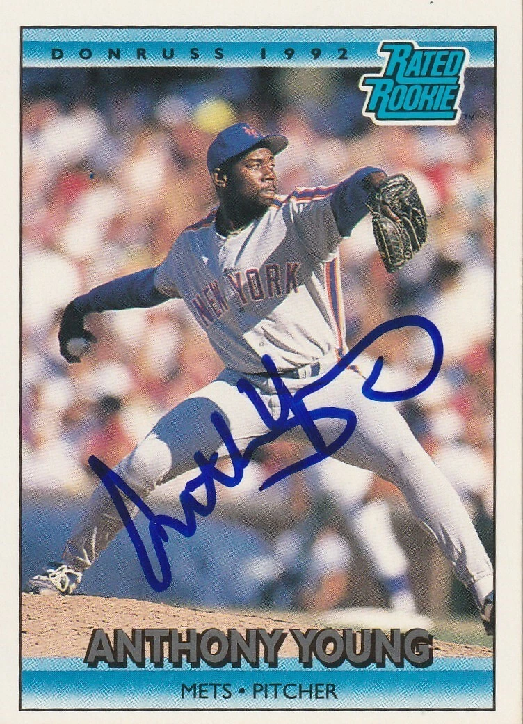 ANTHONY YOUNG  NEW YORK METS  SIGNED 1992 DONRUSS CARD #409