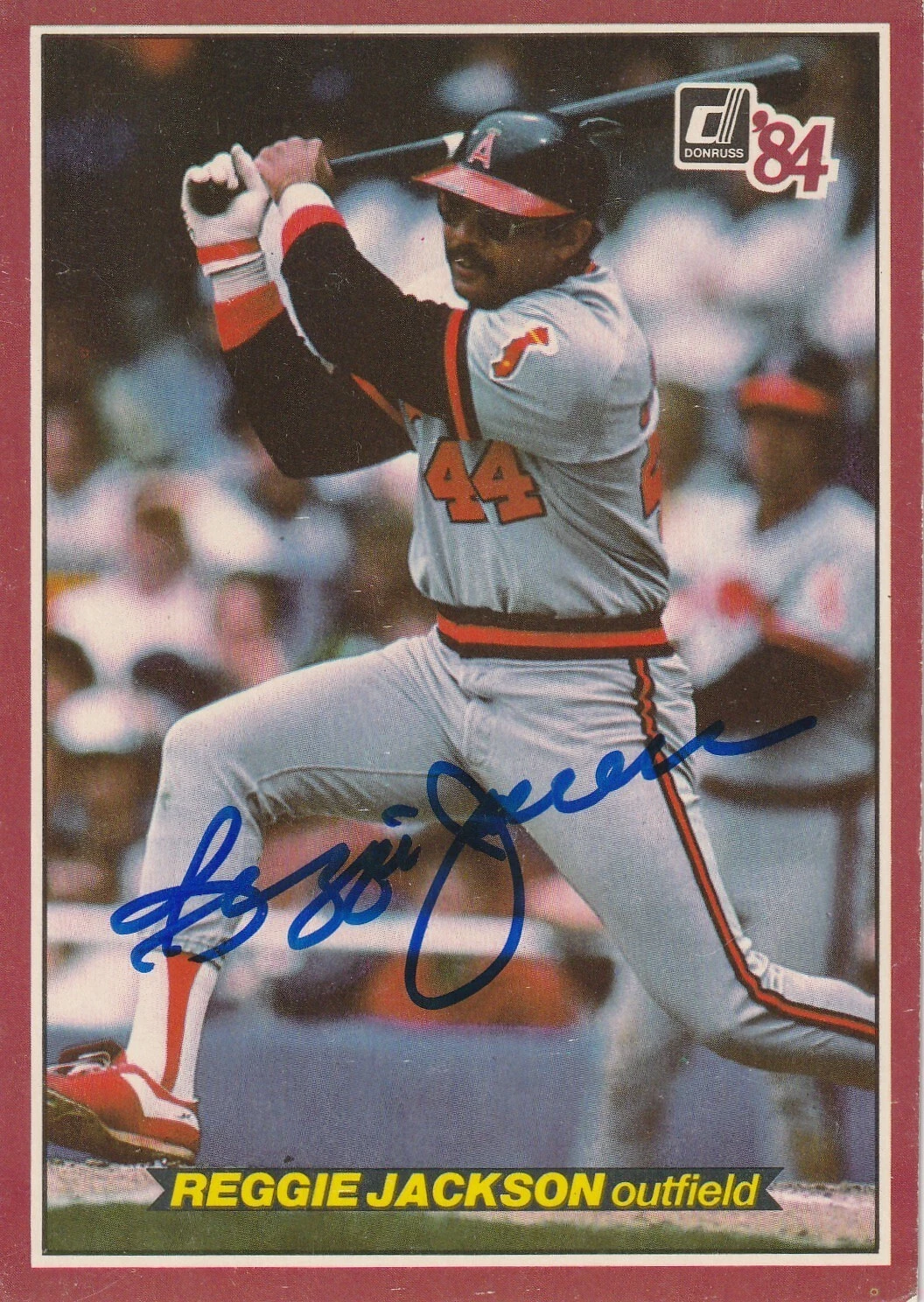 REGGIE JACKSON CALIFORNIA ANGELS  SIGNED 1984 DONRUSS ACTION ALL STAR CARD #36