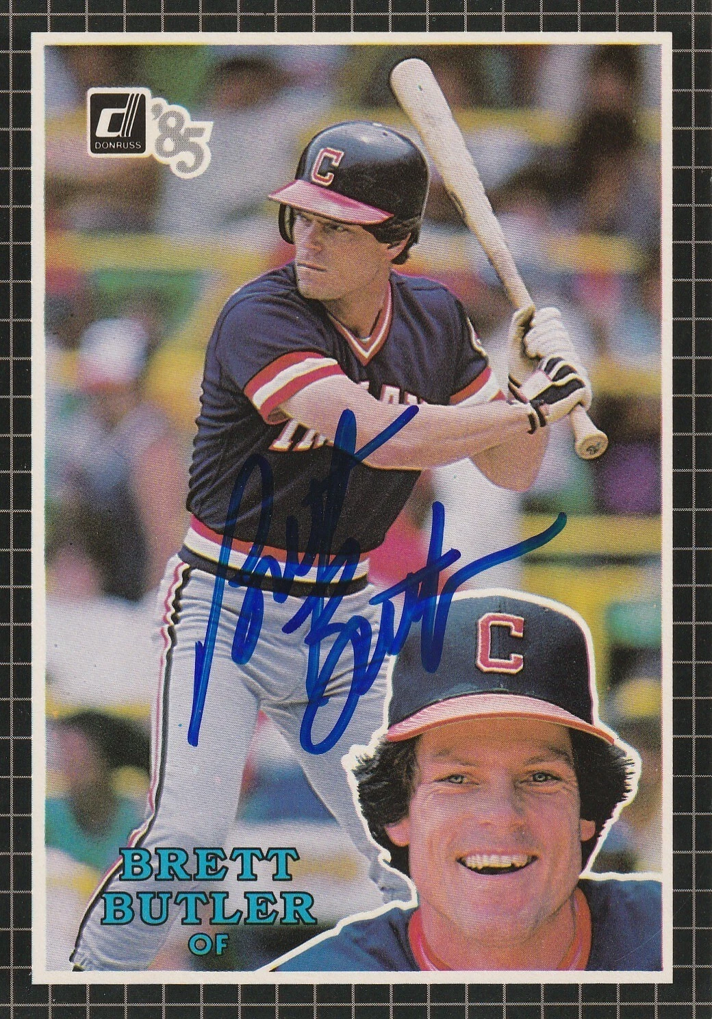 BRETT BUTLER CLEVELAND INDIANS SIGNED 1985 DONRUSS ACTION ALL STAR CARD #23