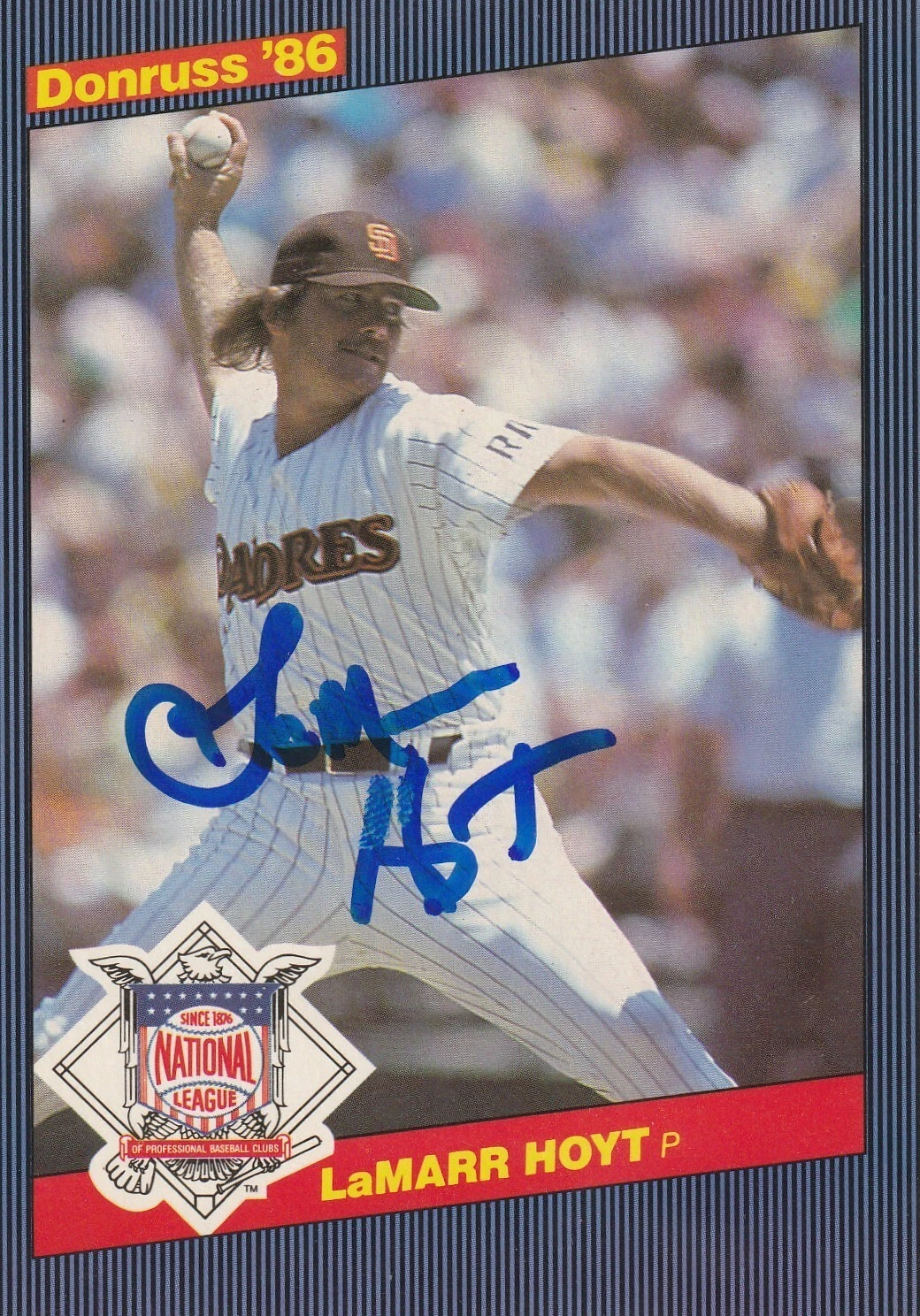 LAMARR HOYT SAN DIEGO PADRES  SIGNED 1986 DONRUSS ACTION ALL STAR CARD #9