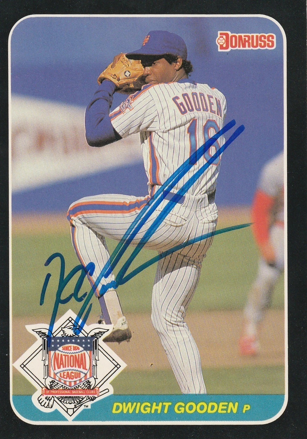 DWIGHT GOODEN  NEW YORK METS  SIGNED 1987 DONRUSS ACTION ALL STAR CARD #18