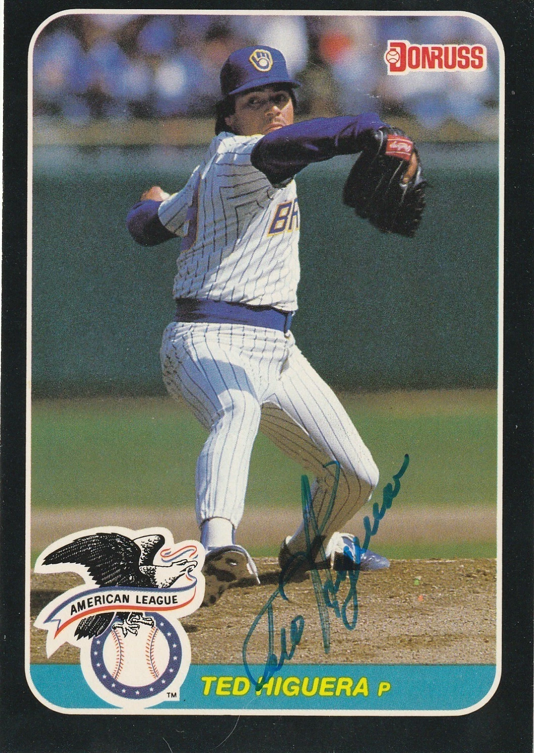 TED HIGUERA MILWAUKEE BREWERS SIGNED 1987 DONRUSS ACTION ALL STAR CARD #57