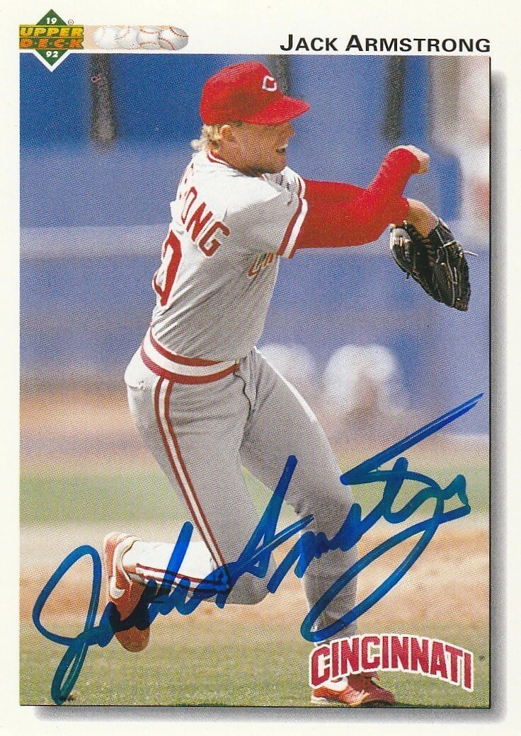 JACK ARMSTRONG  CINCINNATI REDS  SIGNED 1992 UPPER DECK CARD #296